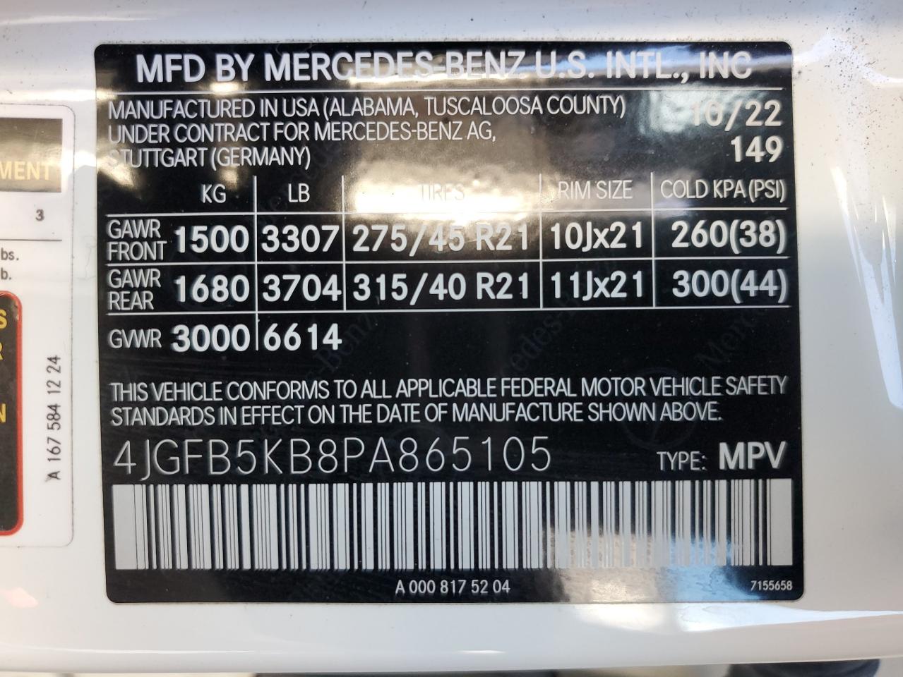 4JGFB5KB8PA865105 2023 Mercedes-Benz Gle 450 4Matic