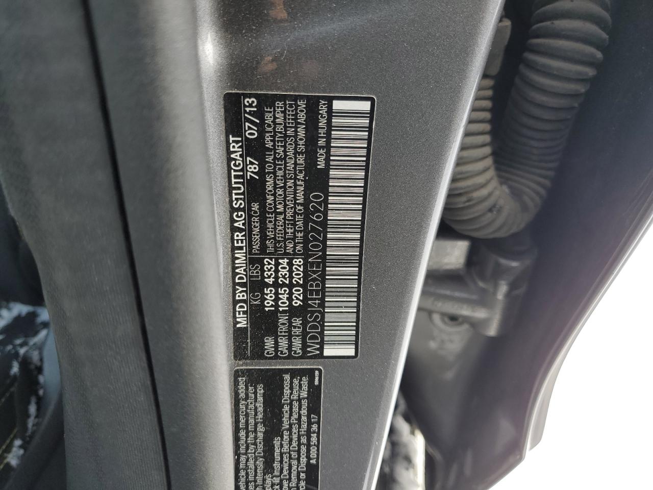 2014 Mercedes-Benz Cla 250 VIN: WDDSJ4EBXEN027620 Lot: 88144545