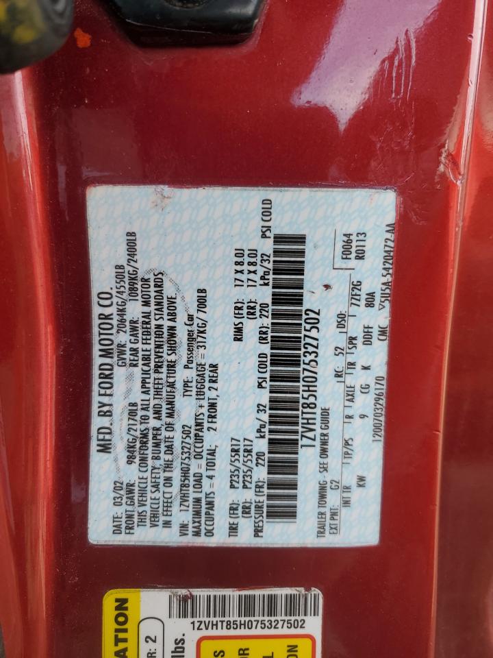 2007 Ford Mustang Gt VIN: 1ZVHT85H075327502 Lot: 43392245