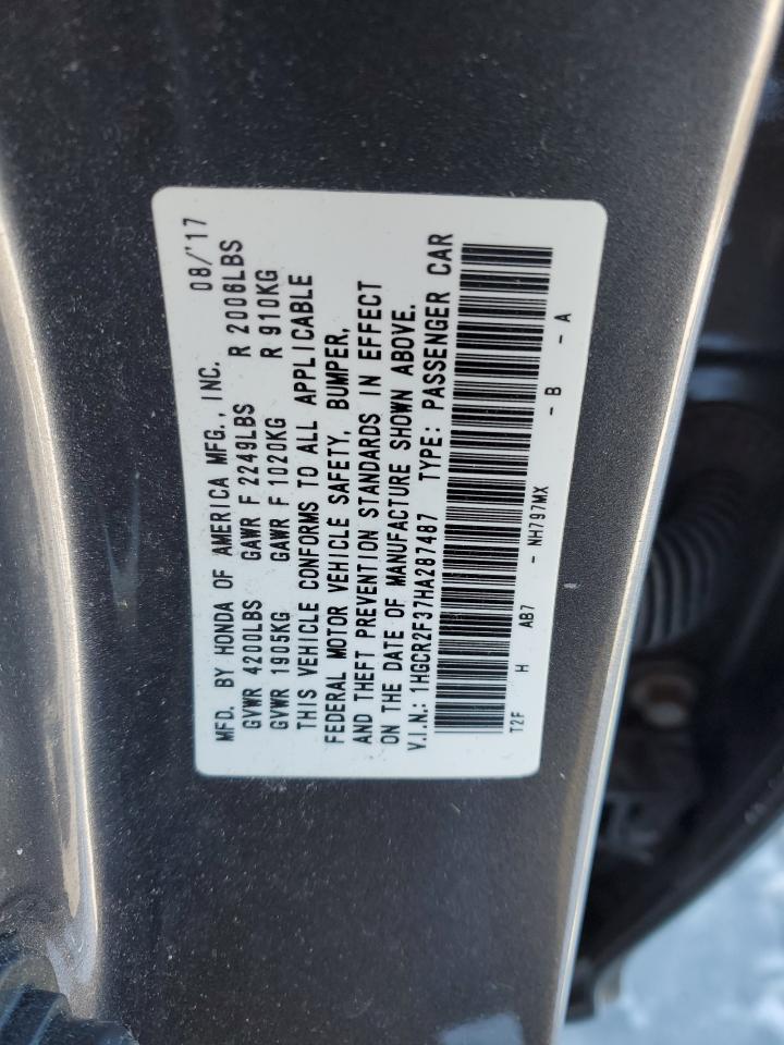 VIN 1HGCR2F37HA287487 2017 HONDA ACCORD no.12