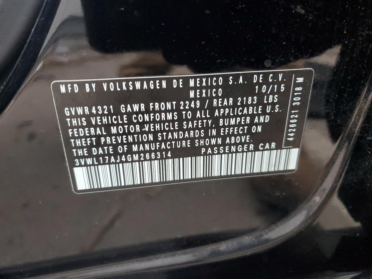 2016 Volkswagen Jetta Sel VIN: 3VWL17AJ4GM266314 Lot: 89254835