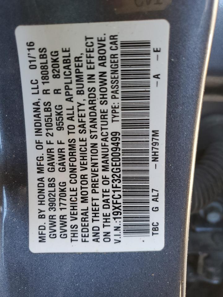 VIN 19XFC1F32GE009499 2016 HONDA CIVIC no.12