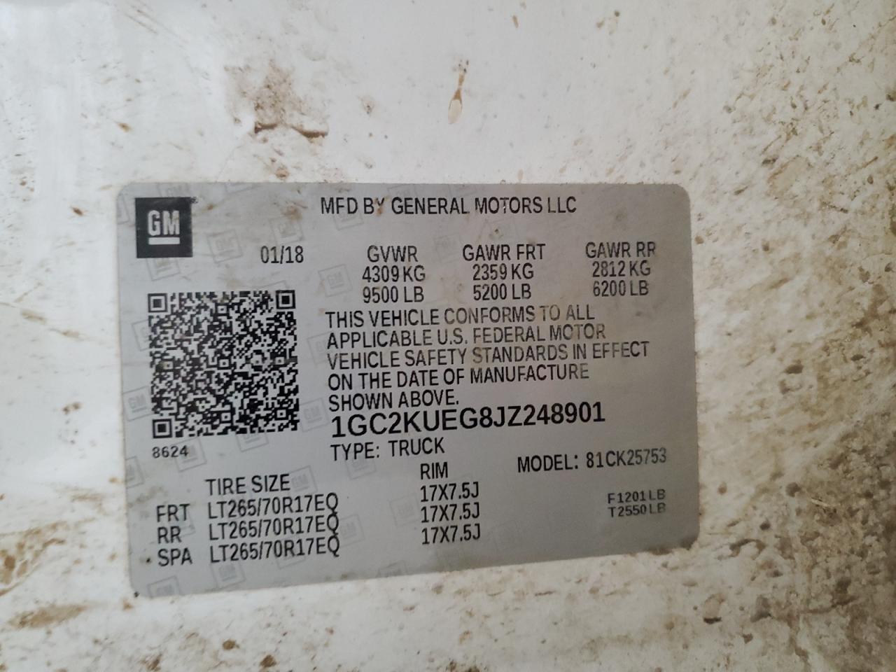 2018 Chevrolet Silverado K2500 Heavy Duty VIN: 1GC2KUEG8JZ248901 Lot: 88059535