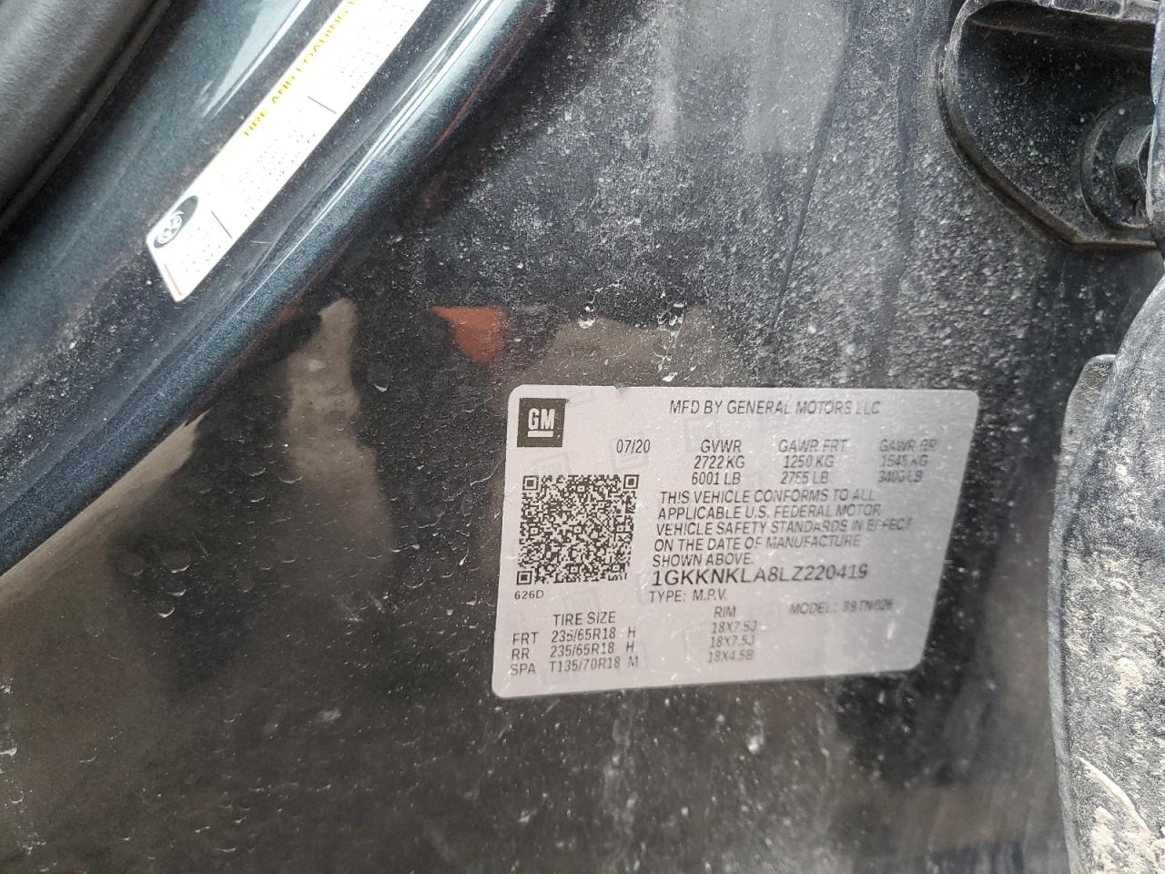 2020 GMC Acadia Sle VIN: 1GKKNKLA8LZ220419 Lot: 86361374