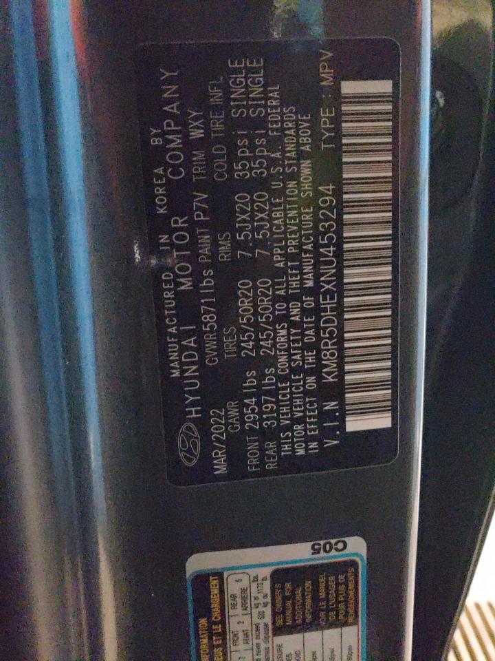 2022 Hyundai Palisade Limited VIN: KM8R5DHEXNU453294 Lot: 88554495