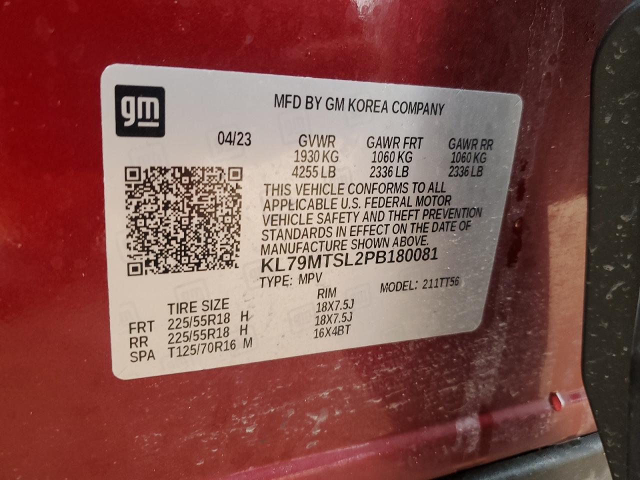 2023 Chevrolet Trailblazer Rs VIN: KL79MTSL2PB180081 Lot: 42967035