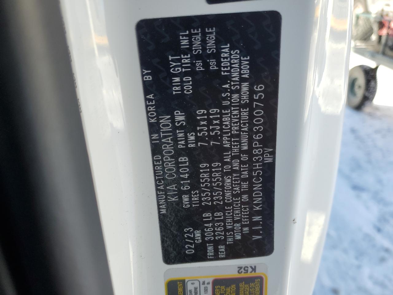 2023 Kia Carnival Ex VIN: KNDNC5H38P6300756 Lot: 87686065