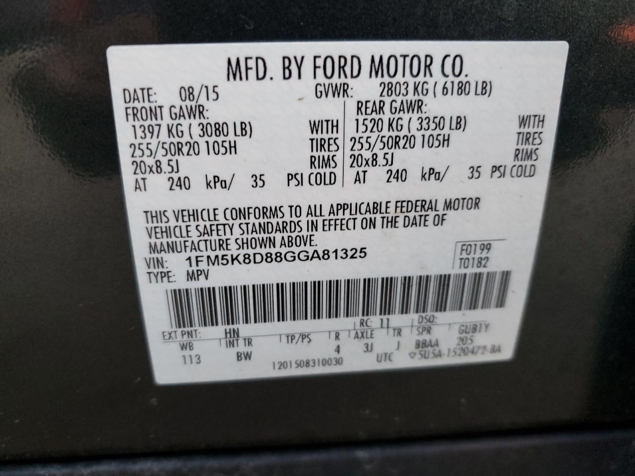 2016 Ford Explorer Xlt VIN: 1FM5K8D88GGA81325 Lot: 87221854