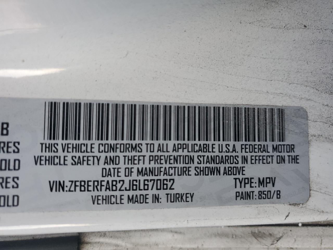 2018 Ram Promaster City VIN: ZFBERFAB2J6L67062 Lot: 42521595