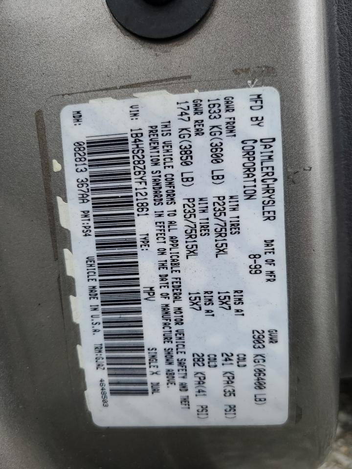 2000 Dodge Durango VIN: 1B4HS28Z6YF121861 Lot: 87669175