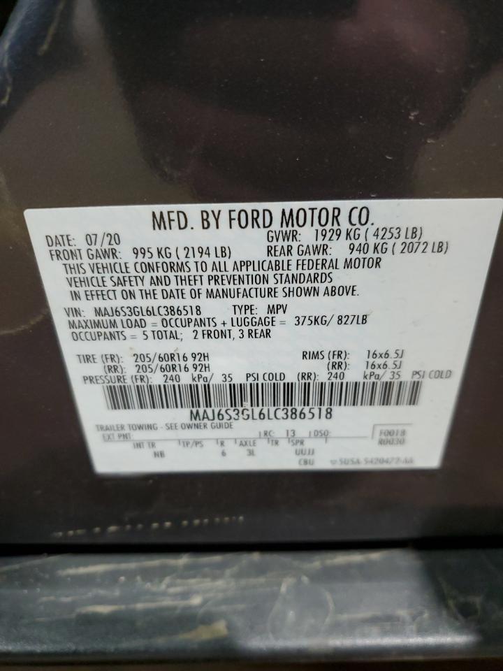 2020 Ford Ecosport Se VIN: MAJ6S3GL6LC386518 Lot: 85230464