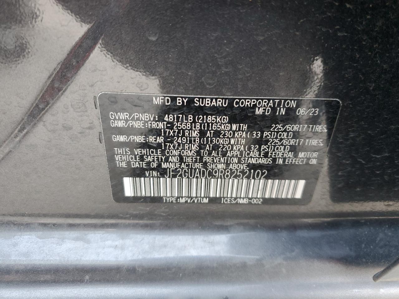 2024 Subaru Crosstrek Premium VIN: JF2GUADC9R8252102 Lot: 43719685