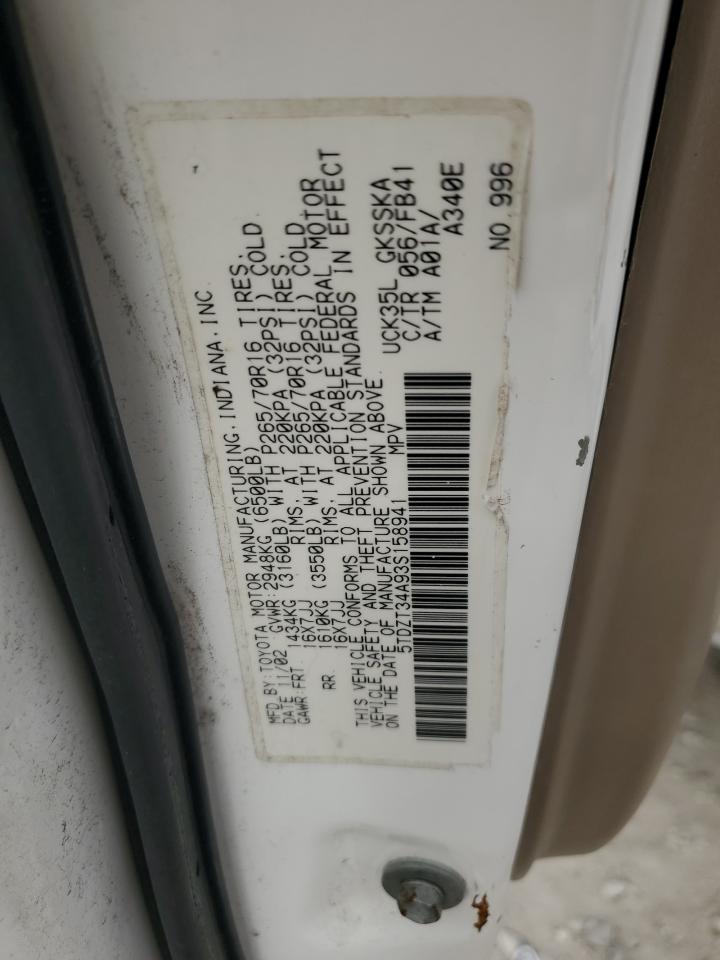 2003 Toyota Sequoia Sr5 VIN: 5TDZT34A93S158941 Lot: 41762355