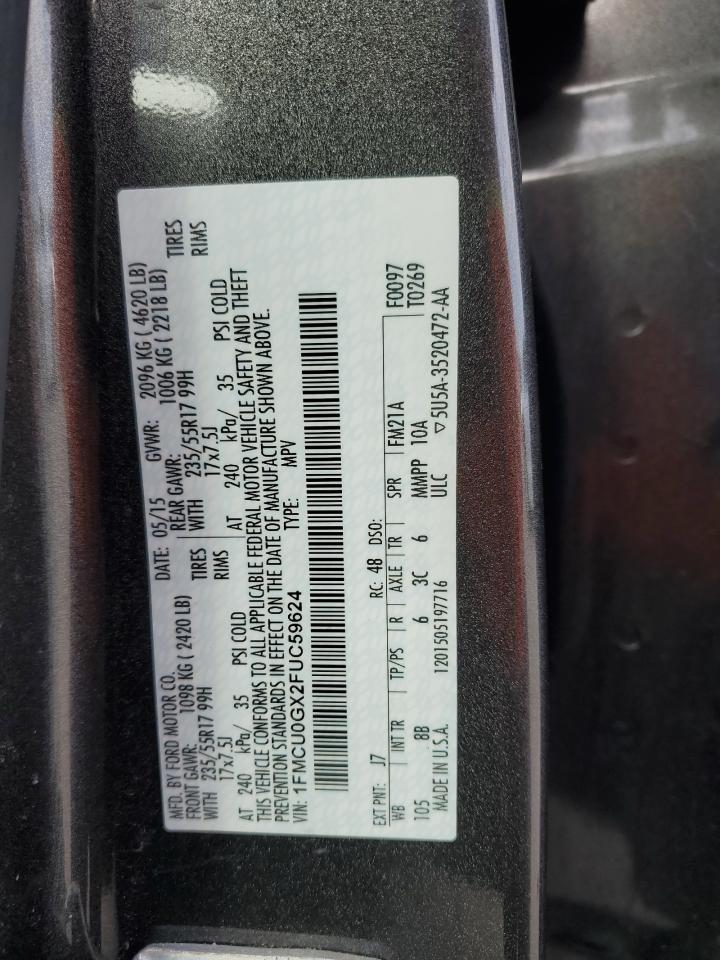 VIN 1FMCU0GX2FUC59624 2015 FORD ESCAPE no.12