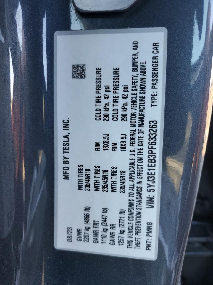 VIN 5YJ3E1EB3PF633263 2023 TESLA MODEL 3 no.12