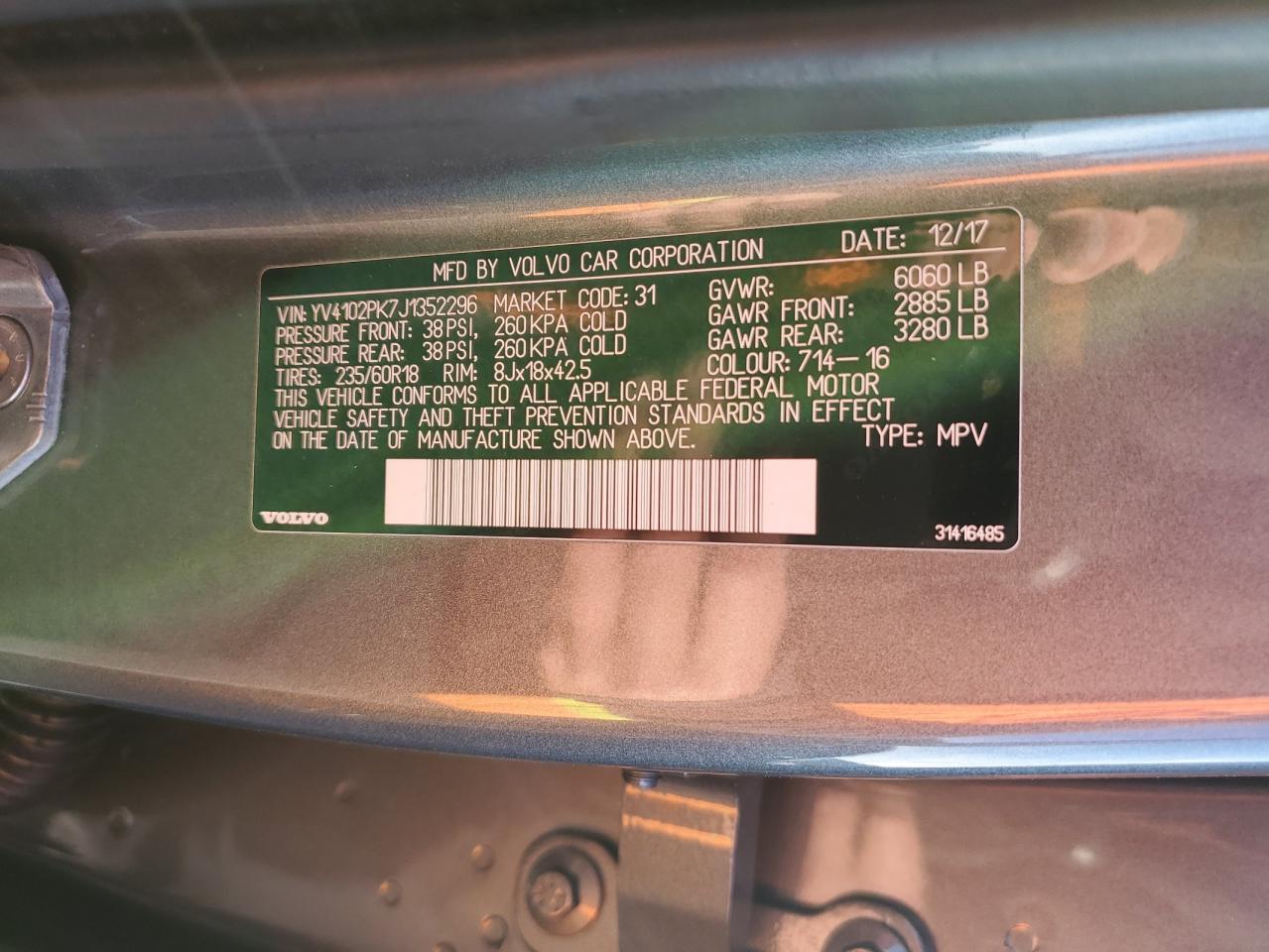 2018 Volvo Xc90 T5 VIN: YV4102PK7J1352296 Lot: 86949334