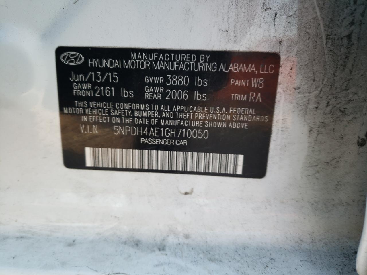 VIN 5NPDH4AE1GH710050 2016 HYUNDAI ELANTRA no.12