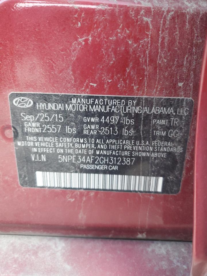 VIN 5NPE34AF2GH312387 2016 HYUNDAI SONATA no.12