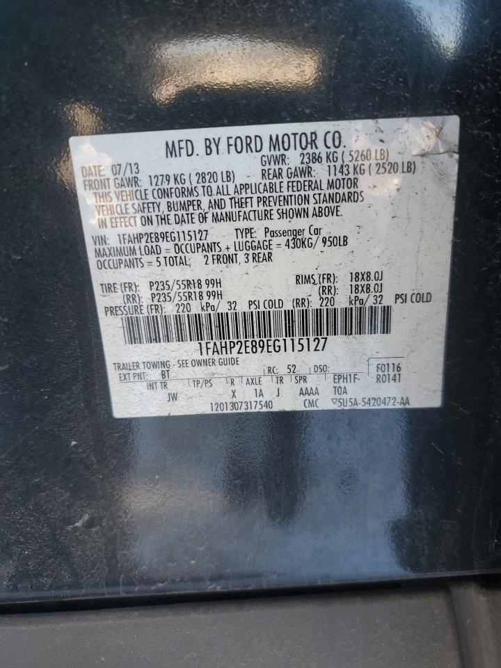 2014 Ford Taurus Sel VIN: 1FAHP2E89EG115127 Lot: 88134495