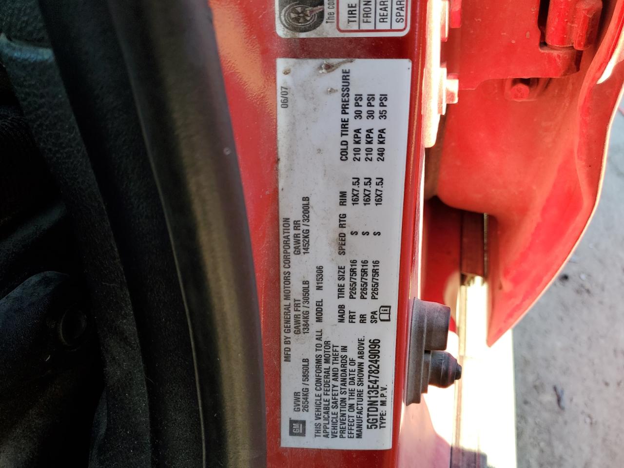 2007 Hummer H3 VIN: 5GTDN13E478249096 Lot: 88992075
