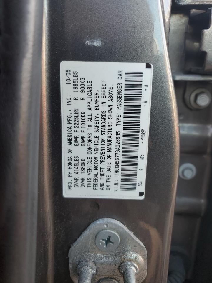 2006 Honda Accord Ex VIN: 1HGCM56776A026635 Lot: 94166825