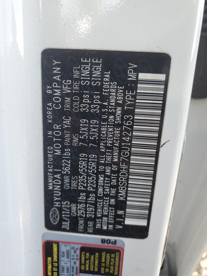 2016 Hyundai Santa Fe Se Ultimate VIN: KM8SRDHF7GU142763 Lot: 88872685