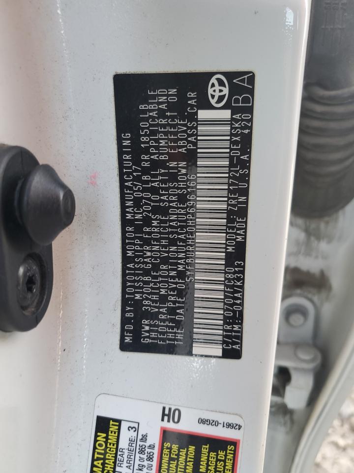 2017 Toyota Corolla L VIN: 5YFBURHE0HP696166 Lot: 87435514