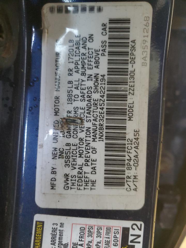 2005 Toyota Corolla Ce VIN: 1NXBR32E45Z422194 Lot: 88919485