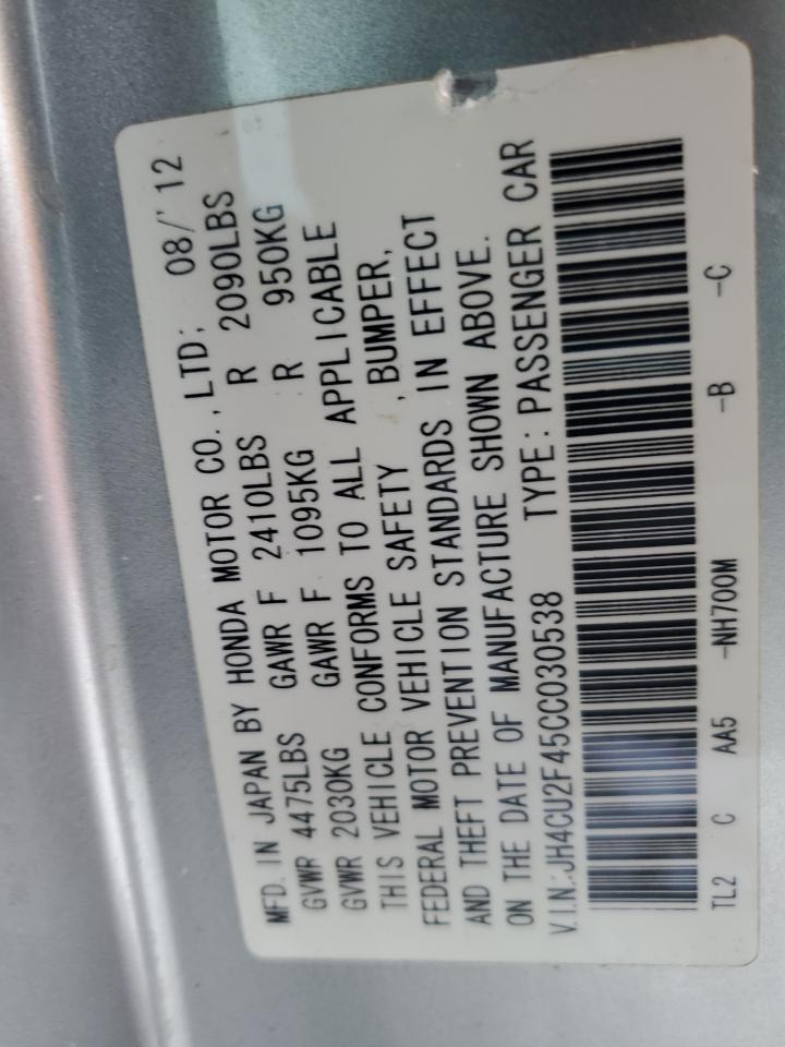 2012 Acura Tsx VIN: JH4CU2F45CC030538 Lot: 86771174