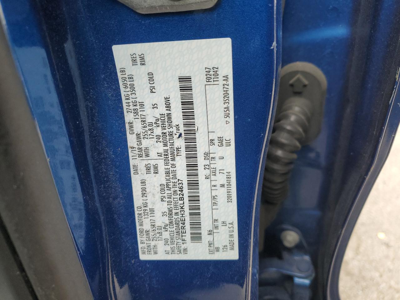 2019 Ford Ranger Xl VIN: 1FTER4EH3KLB24637 Lot: 89153485