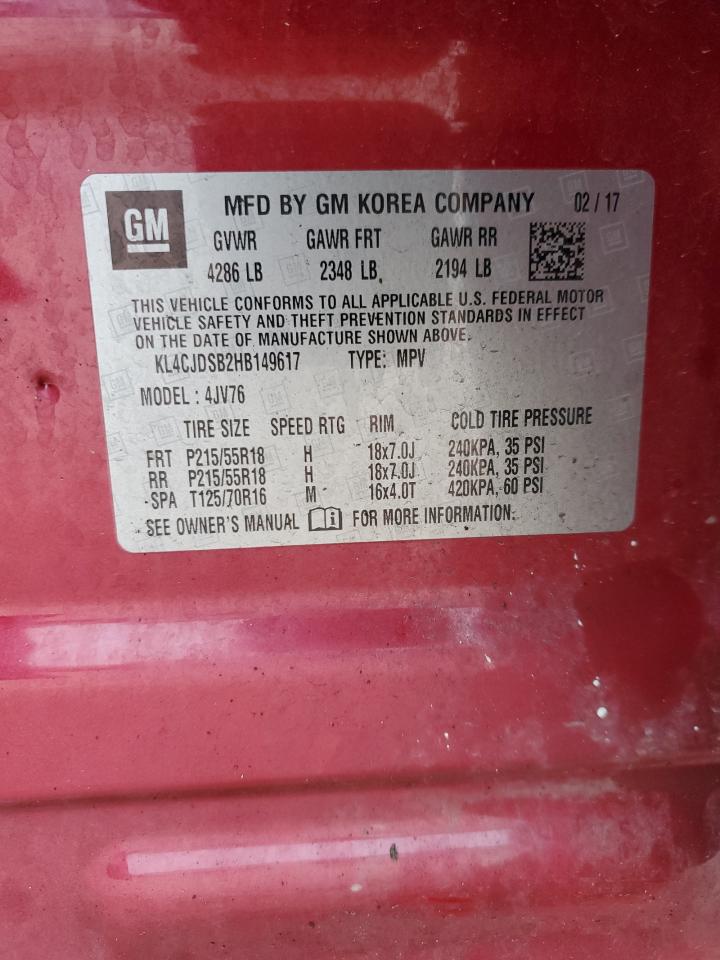 2017 Buick Encore 4D VIN: KL4CJDSD2HV149617 Lot: 87578895