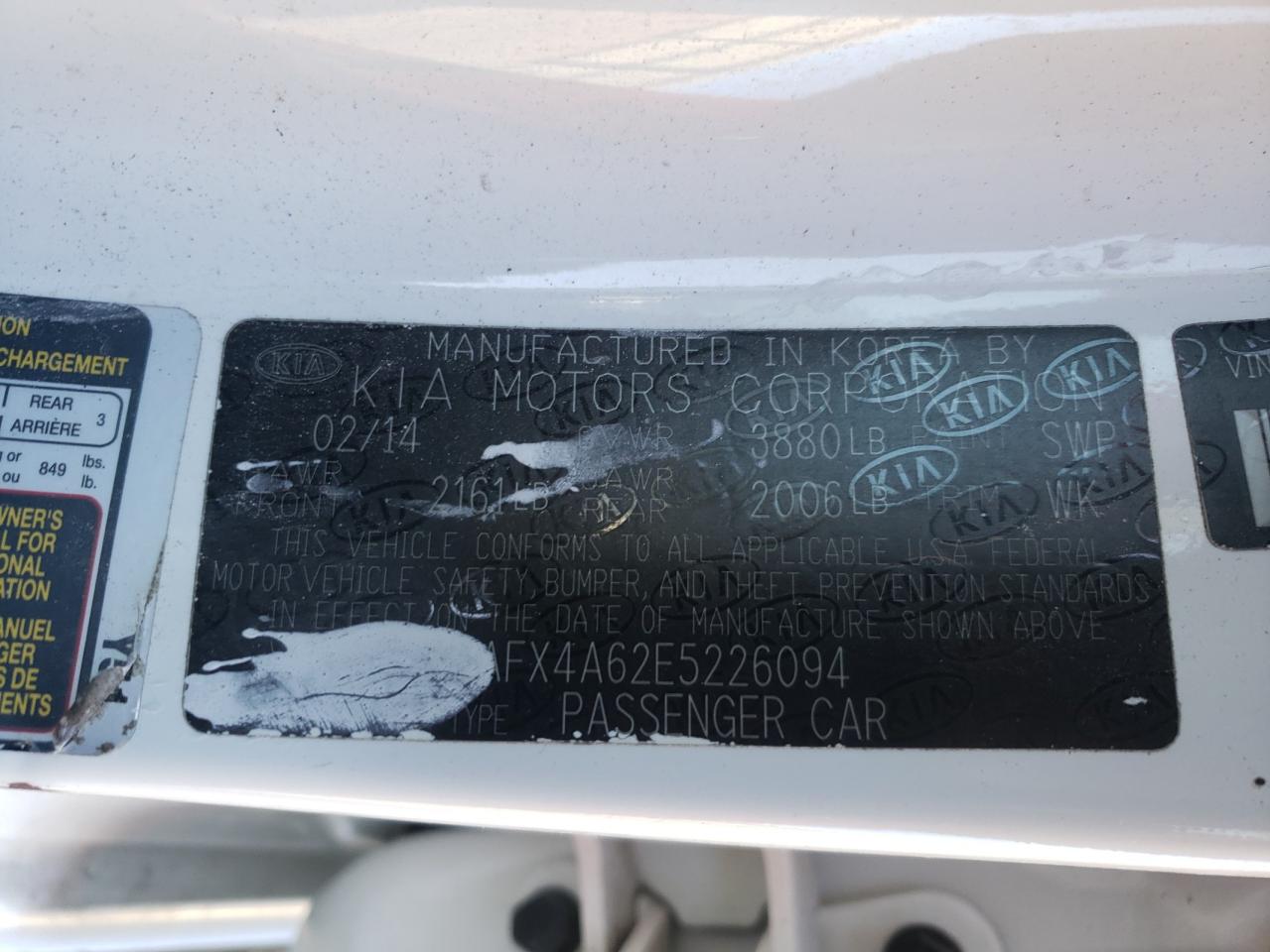 2014 Kia Forte Lx VIN: KNAFX4A62E5226094 Lot: 87719295