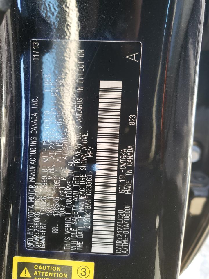 2014 Lexus Rx 350 Base VIN: 2T2BK1BA4EC238635 Lot: 87852215