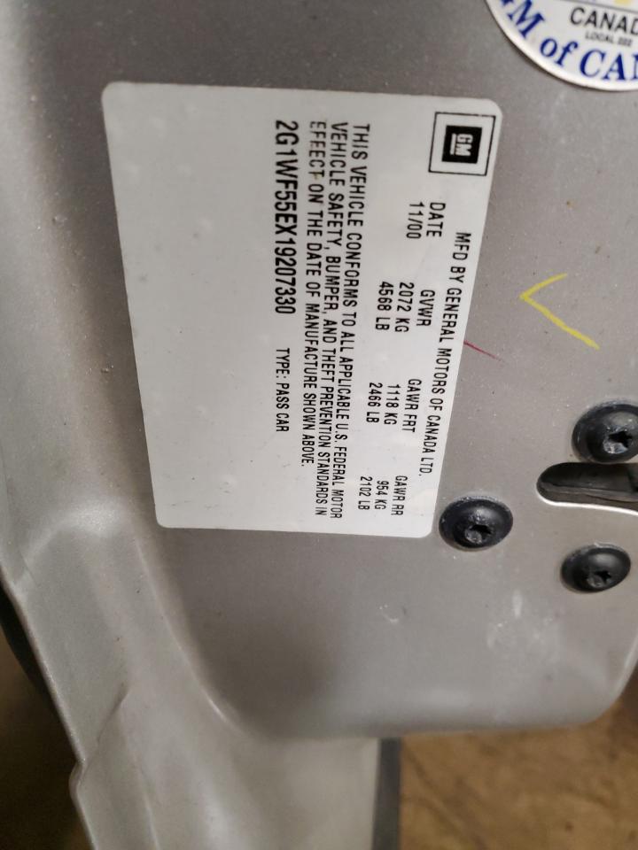 2001 Chevrolet Impala VIN: 2G1WF55EX19207330 Lot: 89079855