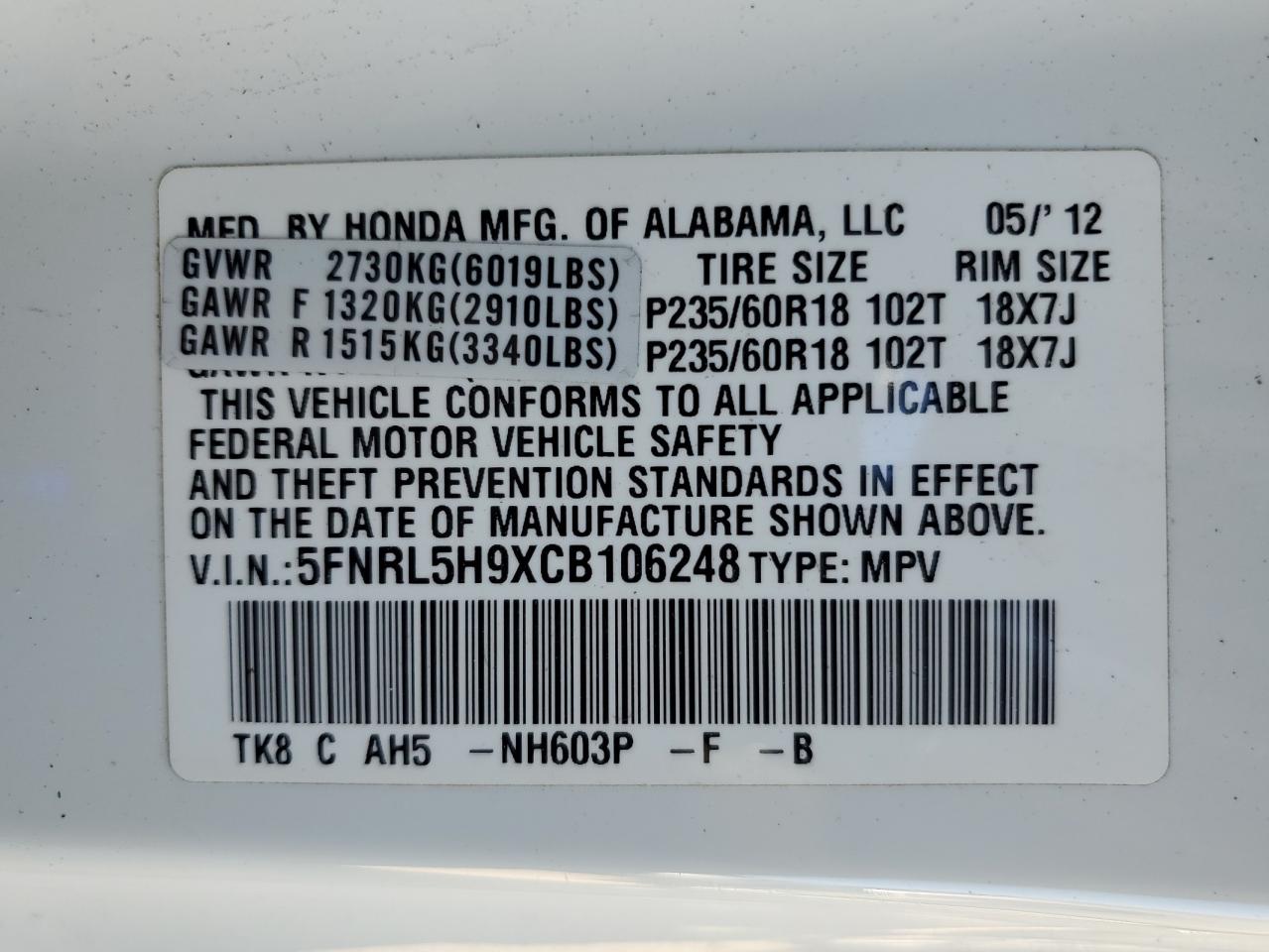 2012 Honda Odyssey - Image 13