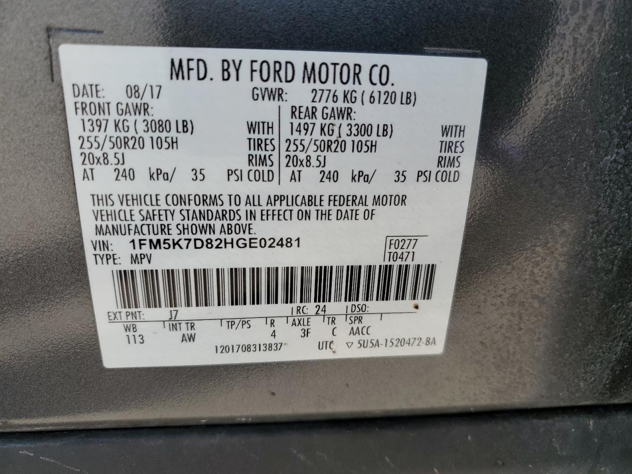 1FM5K7D82HGE02481 2017 FORD EXPLORER - Image 14