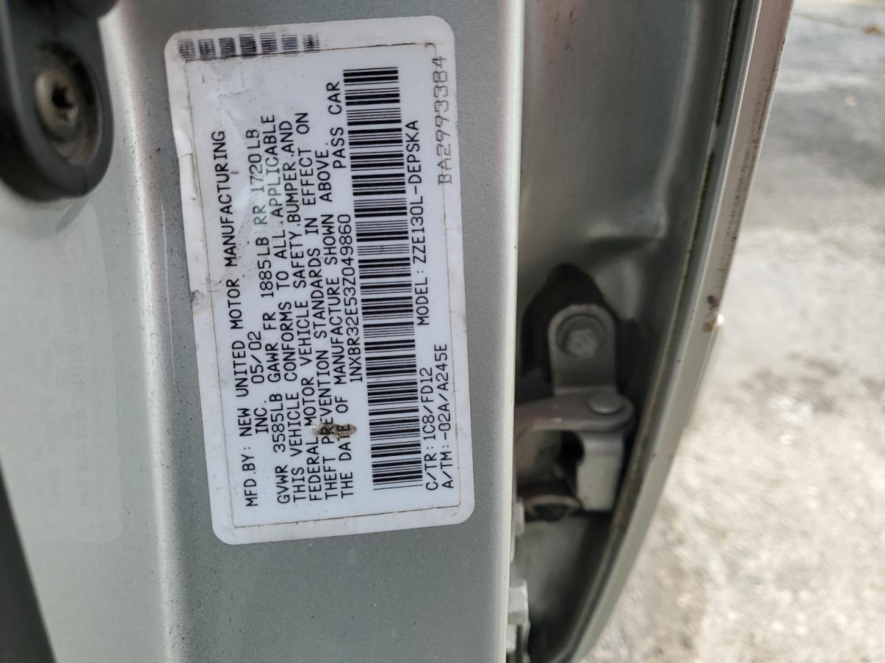 2003 Toyota Corolla Ce VIN: 1NXBR32E53Z049860 Lot: 86921824