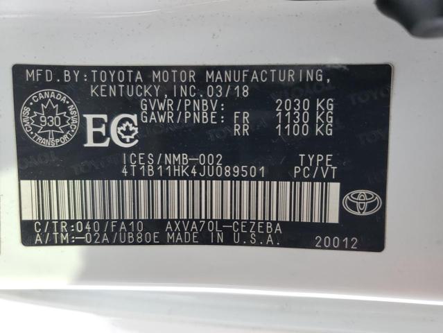 2018 TOYOTA CAMRY L