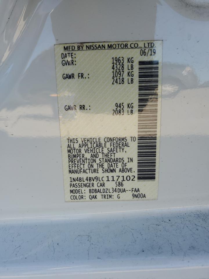 2020 Nissan Altima S VIN: 1N4BL4BV9LC117102 Lot: 87810475