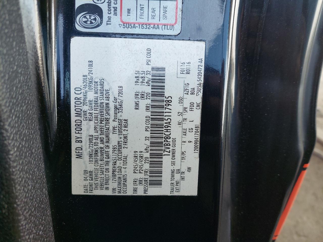 1ZVBP8CH9A5117985 - 2010 FORD MUSTANG - #43094175