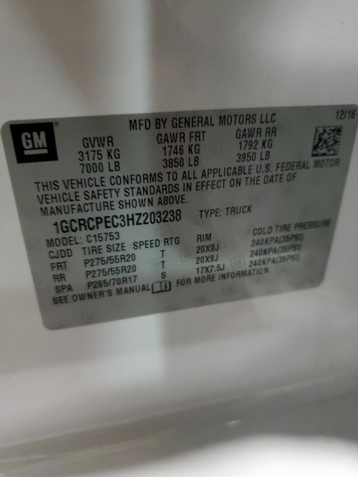 2017 Chevrolet Silverado C1500 Custom VIN: 1GCRCPEC3HZ203238 Lot: 59606795