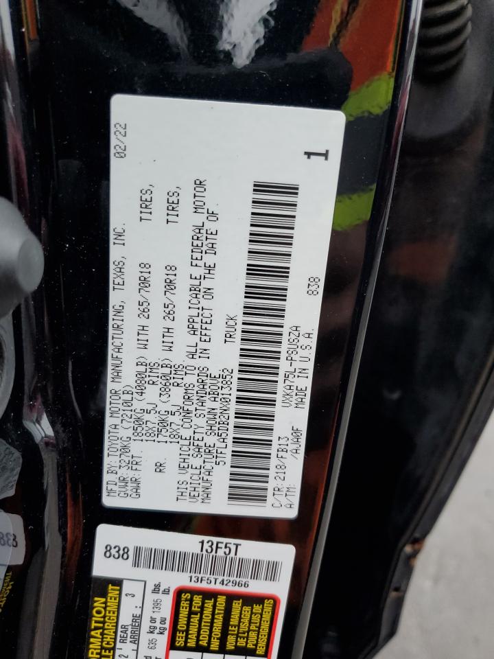 2022 Toyota Tundra Crewmax Sr VIN: 5TFLA5DB2NX013852 Lot: 42525515