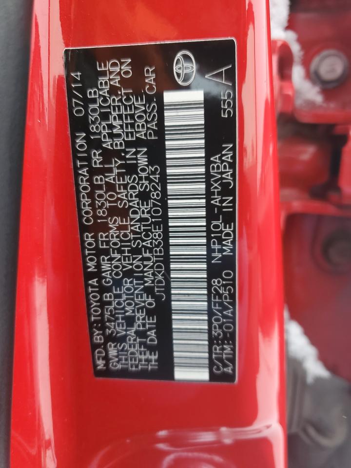 2014 Toyota Prius C VIN: JTDKDTB38E1078243 Lot: 85824244