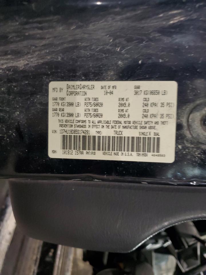 2005 Dodge Ram 1500 St VIN: 1D7HU18D85S174291 Lot: 87900785