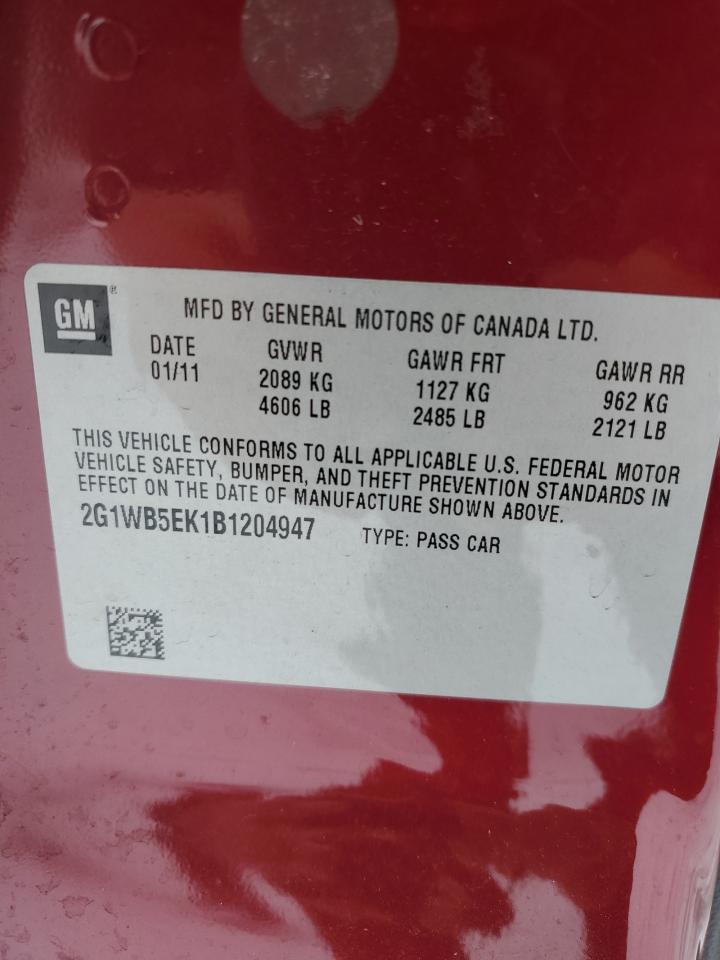 2011 Chevrolet Impala Lt VIN: 2G1WB5EK1B1204947 Lot: 87374544