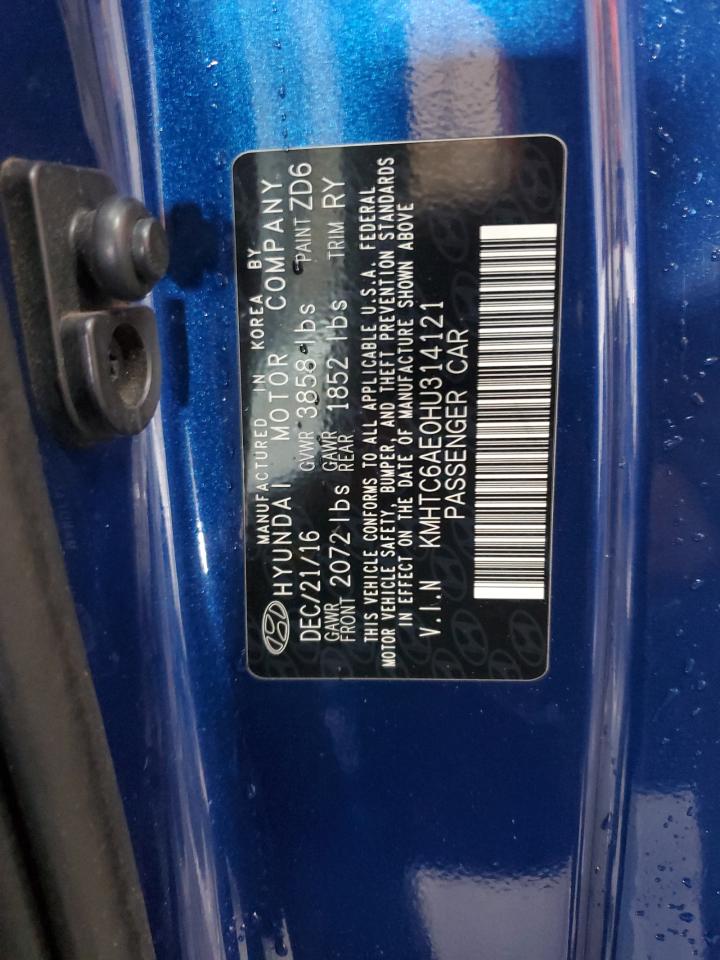 2017 Hyundai Veloster Turbo VIN: KMHTC6AE0HU314121 Lot: 41515105