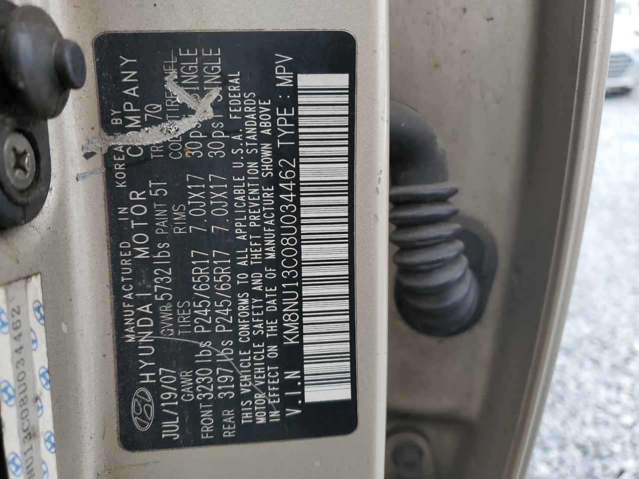 2008 Hyundai Veracruz Gls VIN: KM8NU13C08U034462 Lot: 86570404