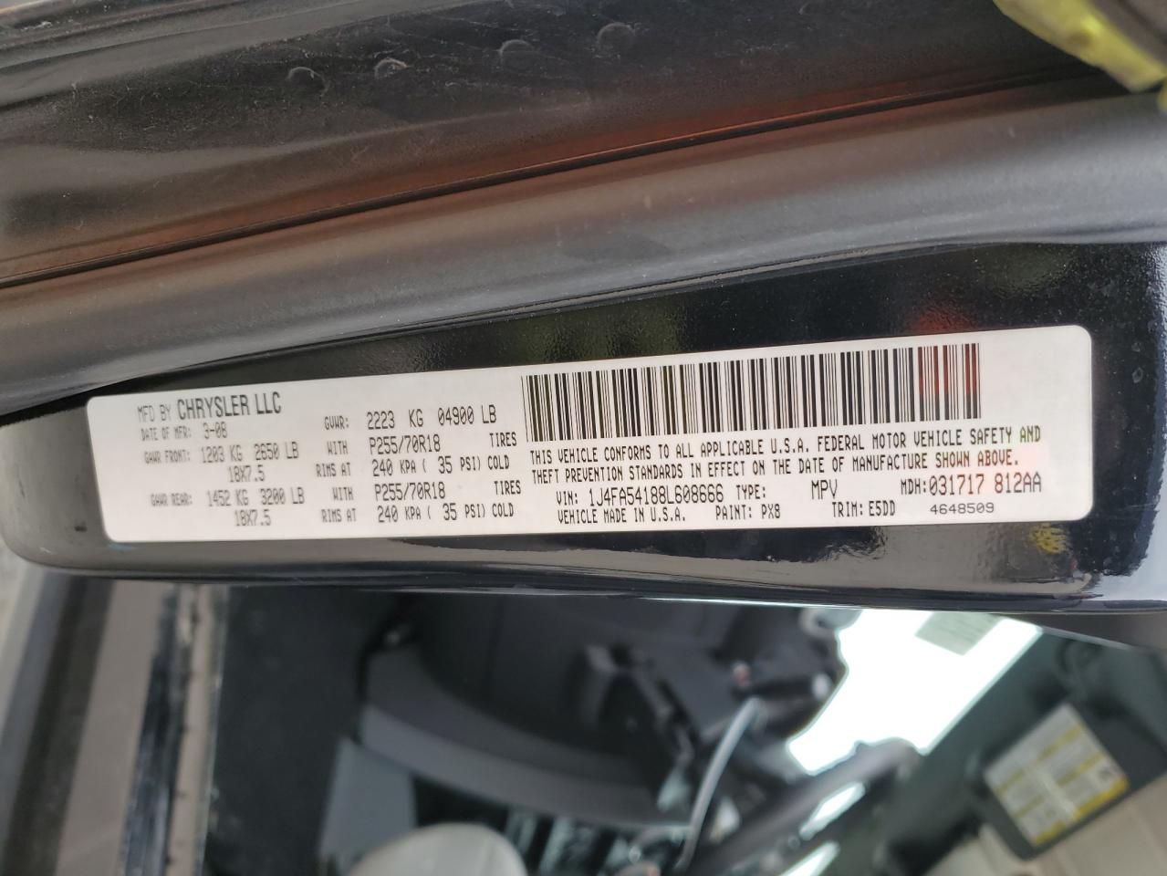 2008 Jeep Wrangler Sahara VIN: 1J4FA54188L608666 Lot: 89267985