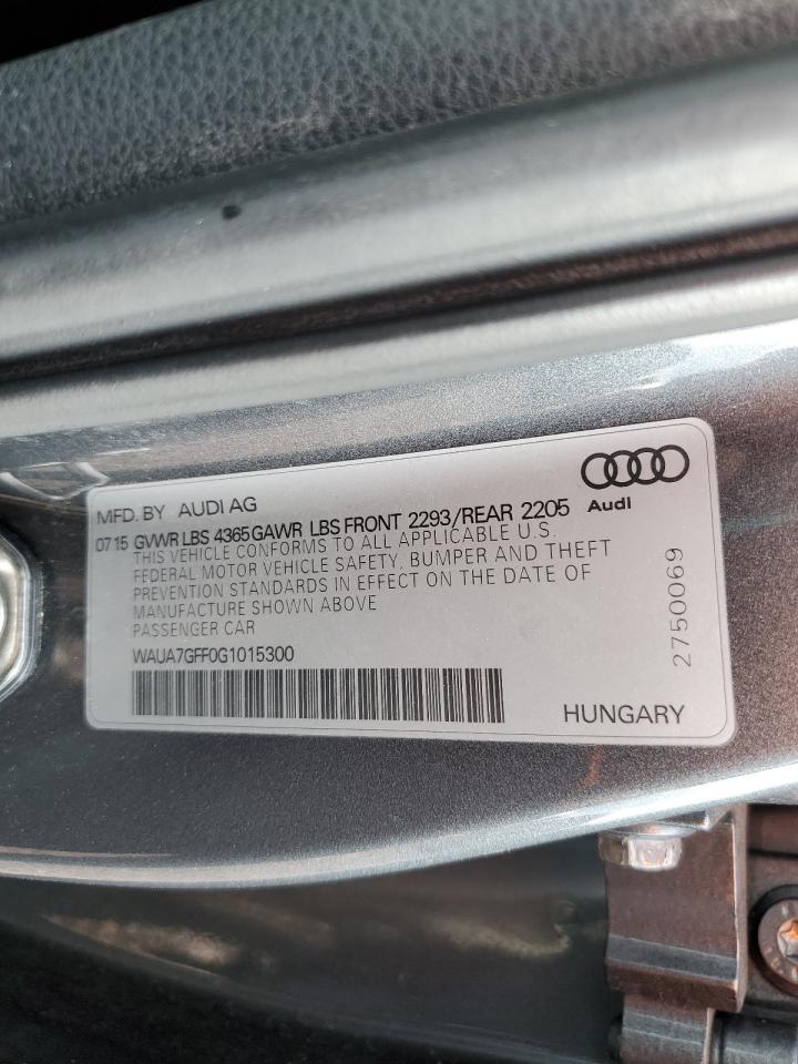 2016 Audi A3 Premium VIN: WAUA7GFF0G1015300 Lot: 43227275