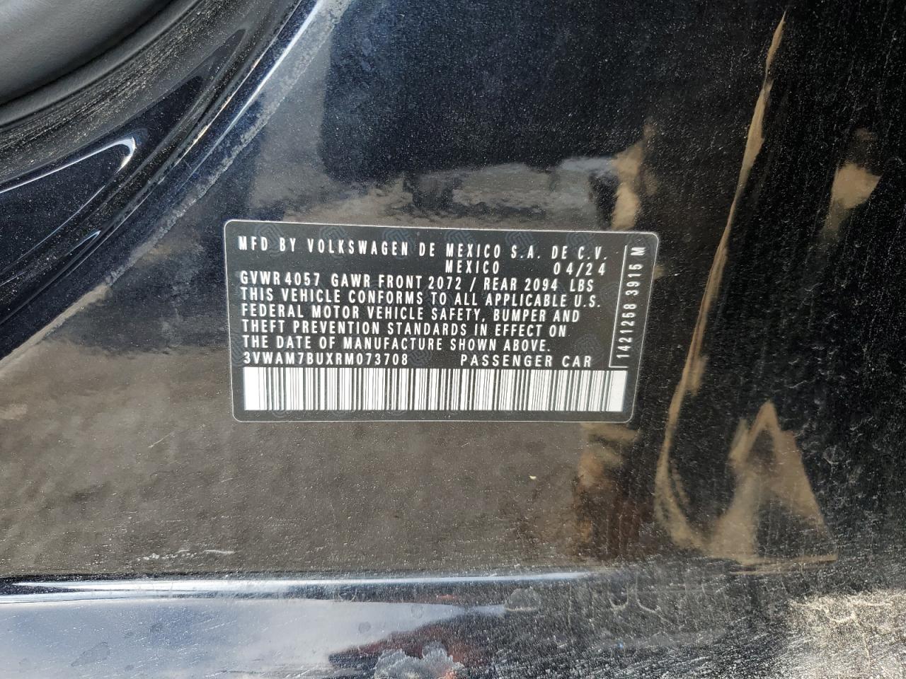 2024 Volkswagen Jetta Sport VIN: 3VWAM7BUXRM073708 Lot: 84942294